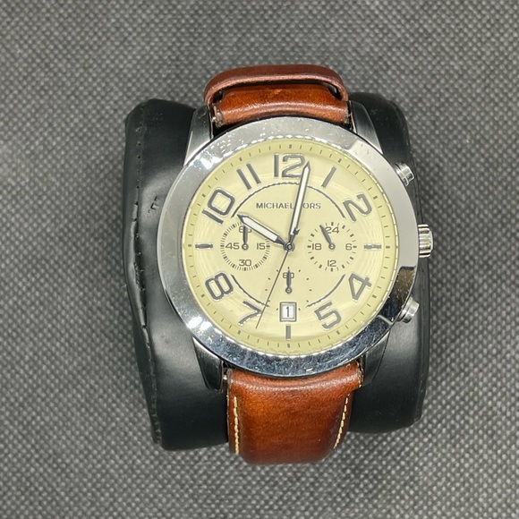 Michael Kors Men Mens Michael Kors Watch with Brown Leather Band